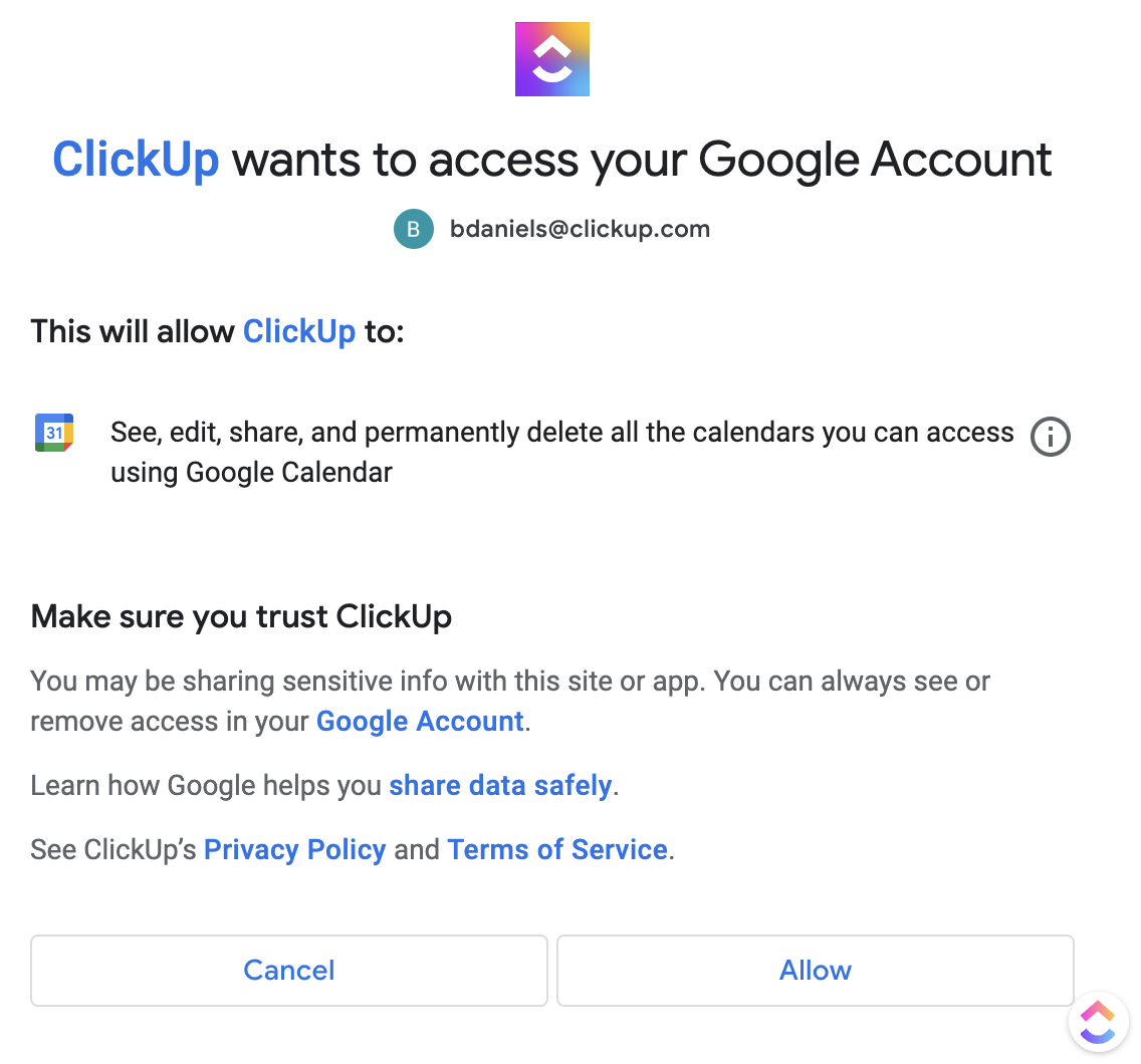 Google Calendar syncing – ClickUp Help