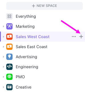Screenshot showing location of the plus icon in the Sidebar.