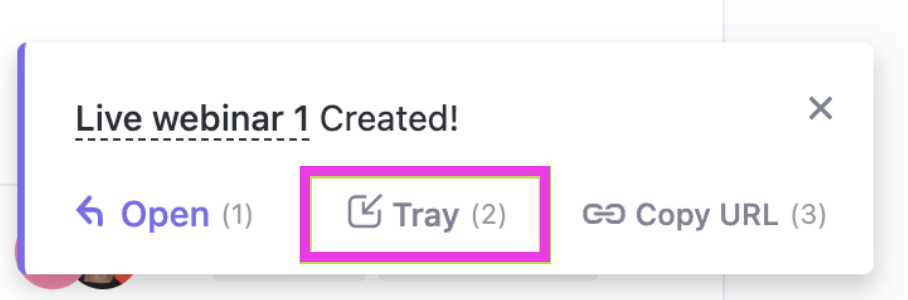 Screenshot highlighting the Tray button.