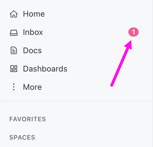 Image showing the new notification indicator in the sidebar