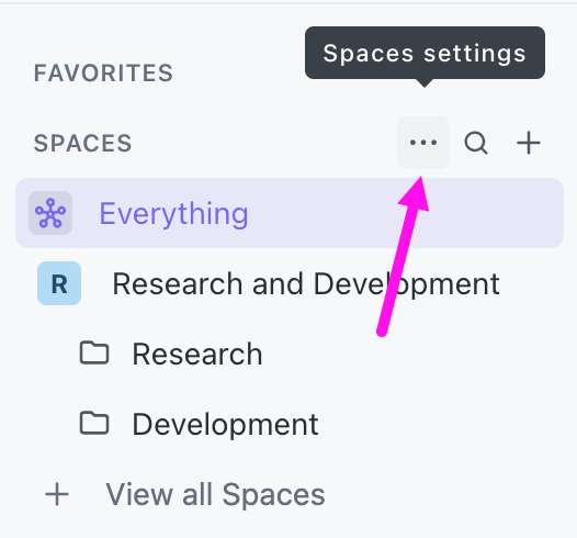 Image showing how to access Spaces Home using the ellipsis in the Sidebar