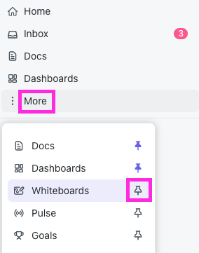 Screenshot of someone pinning Whiteboards Hub to the Sidebar.