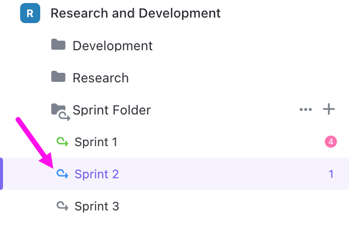 Screenshot of the status colors of Sprint icons in the Sidebar.