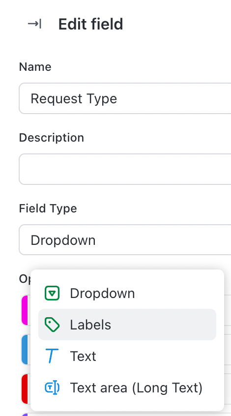 Screenshot of the options to convert a Custom Field.