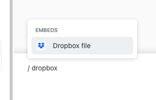 Screenshot of someone using the Dropbox slash command.