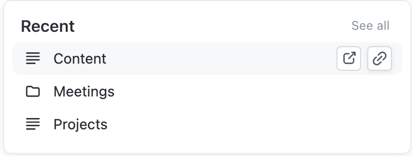 Image of Recent card on the Overview page