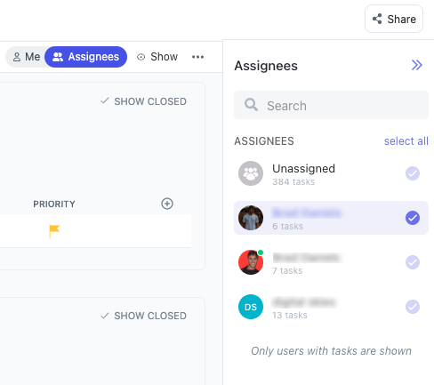 Screenshot of several users in the People sidebar.