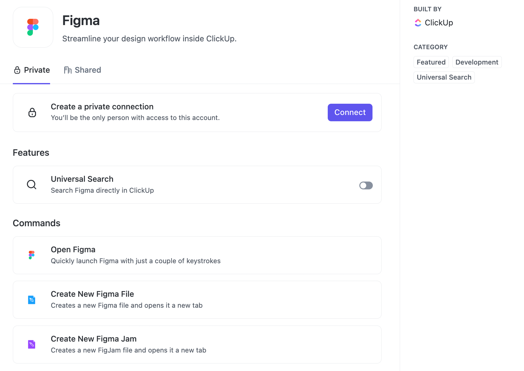 Screenshot of Figma as a private connection.