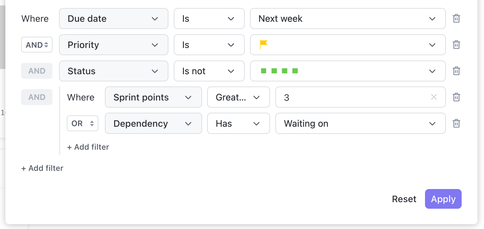 Use mixed filters in Dashboards and cards ClickUp Help