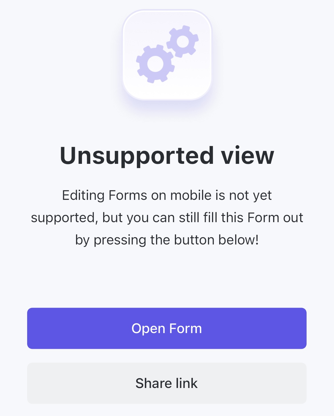 Screenshot of someone opening a Form from mobile.