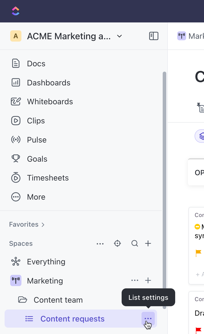 Screenshot showing the ellipsis ... menu in the Sidebar.