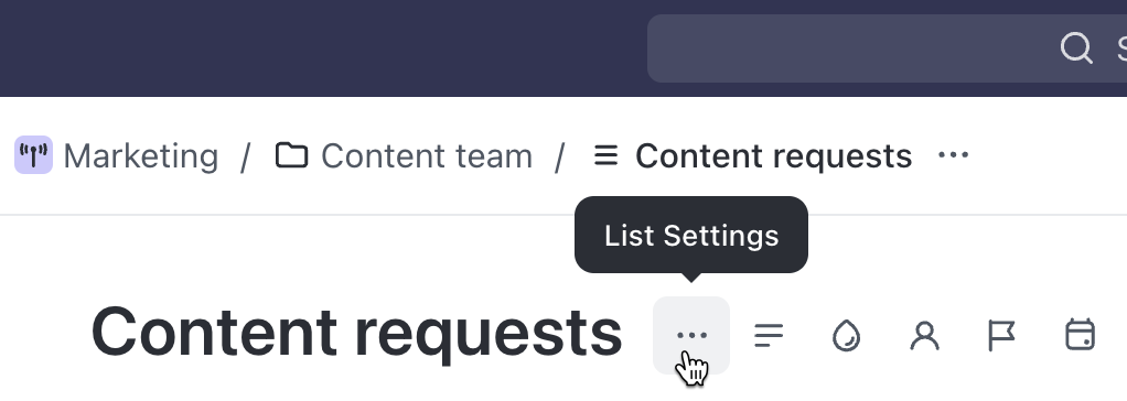 Screenshot showing the ellipsis ... menu in the location header.