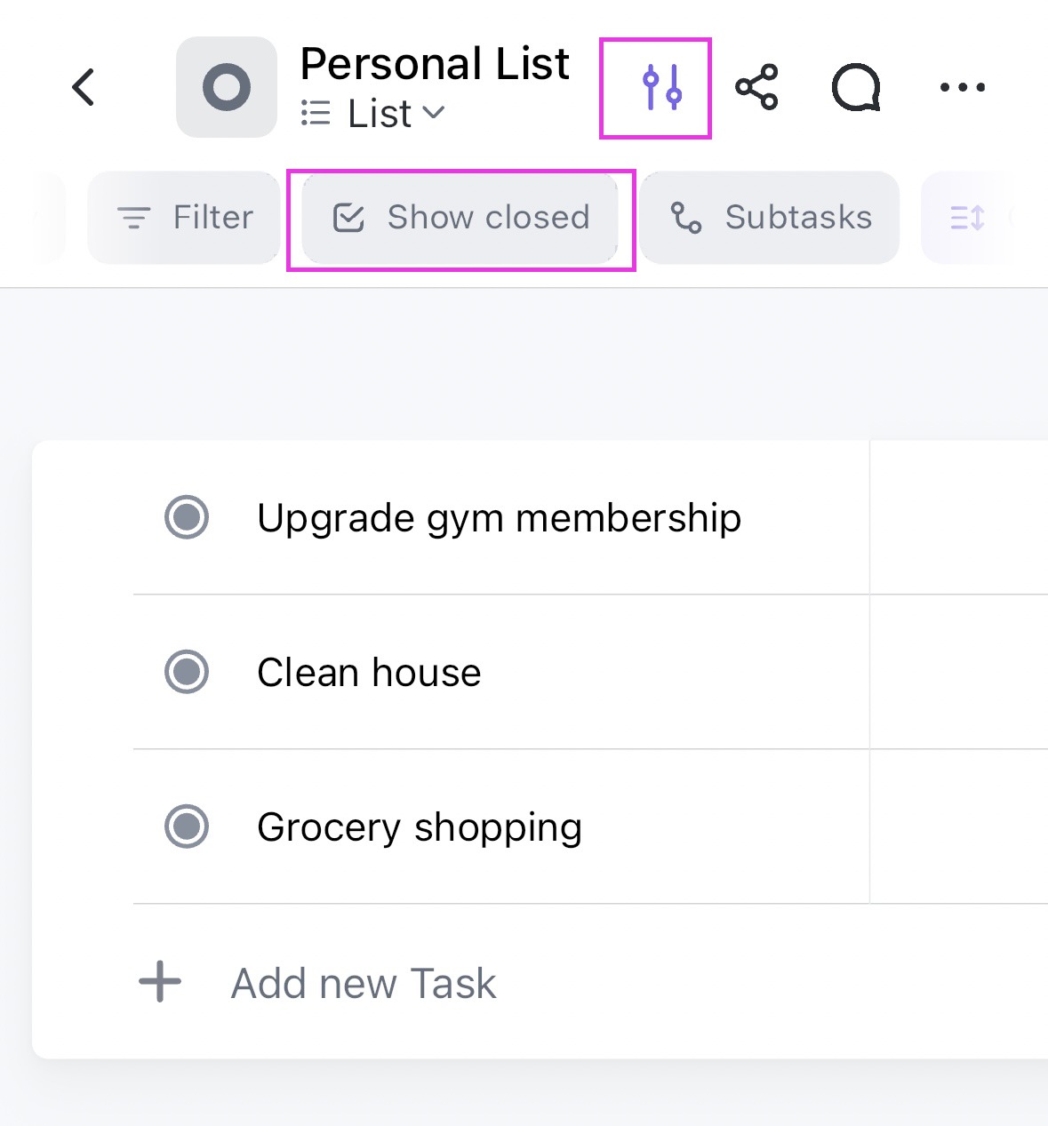 Screenshot of the Show closed option on mobile (1).png
