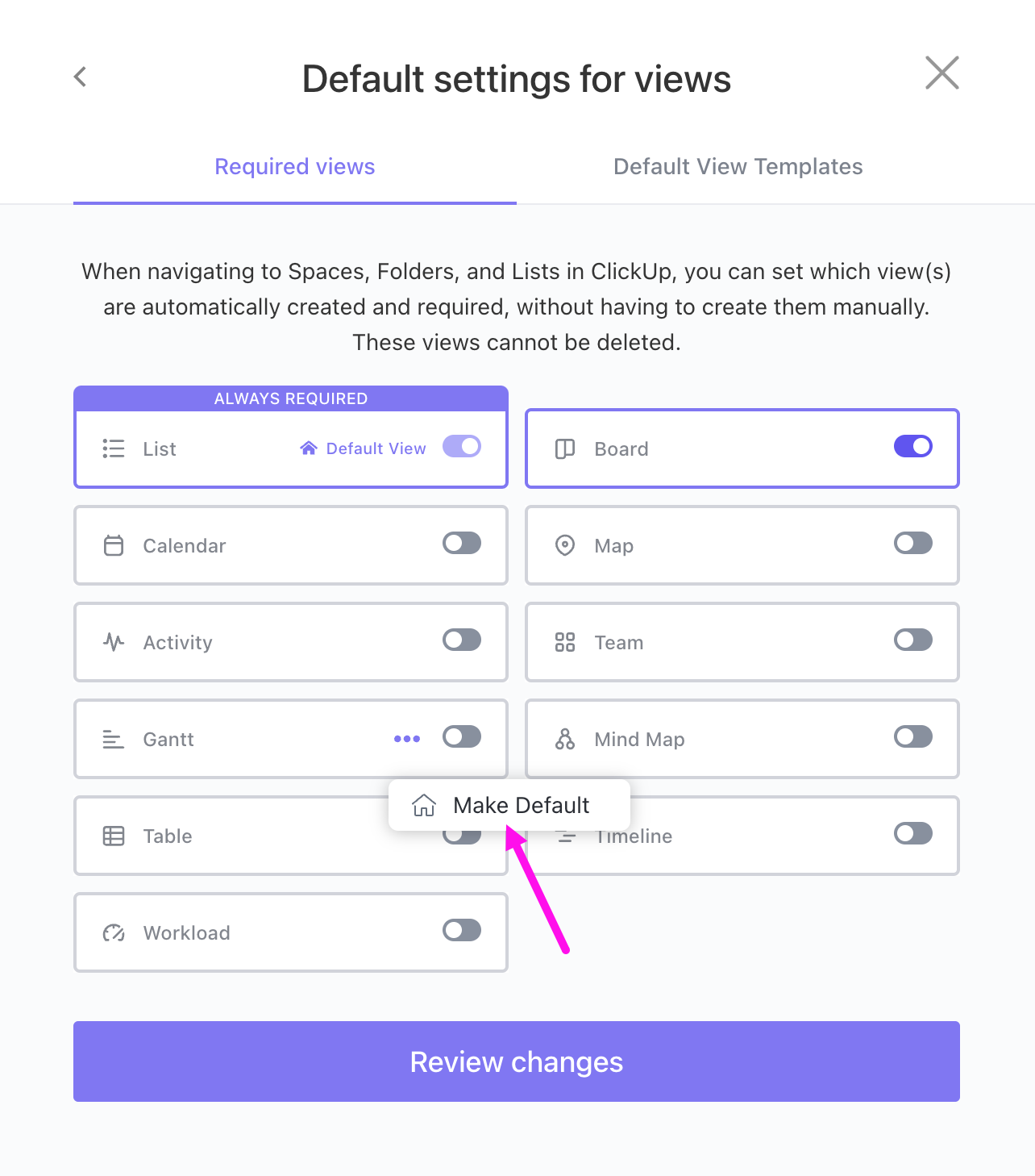 Set a default view – ClickUp Help