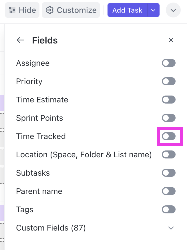 Screenshot of the Time Tracked toggle in a Calendar view's Fields settings.png