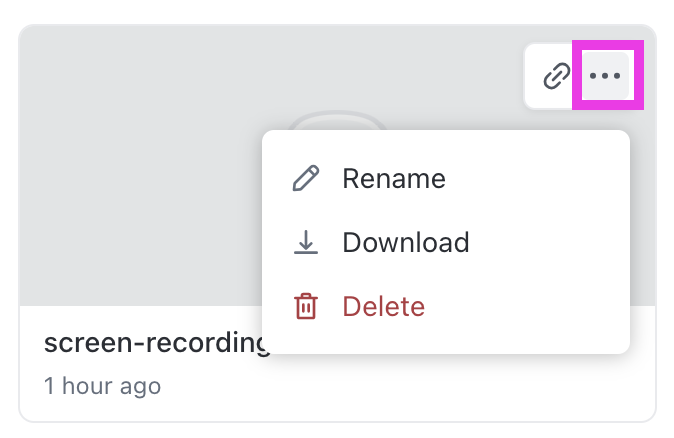 Screenshot of the ellipsis menu of a Clip in Clips Hub.