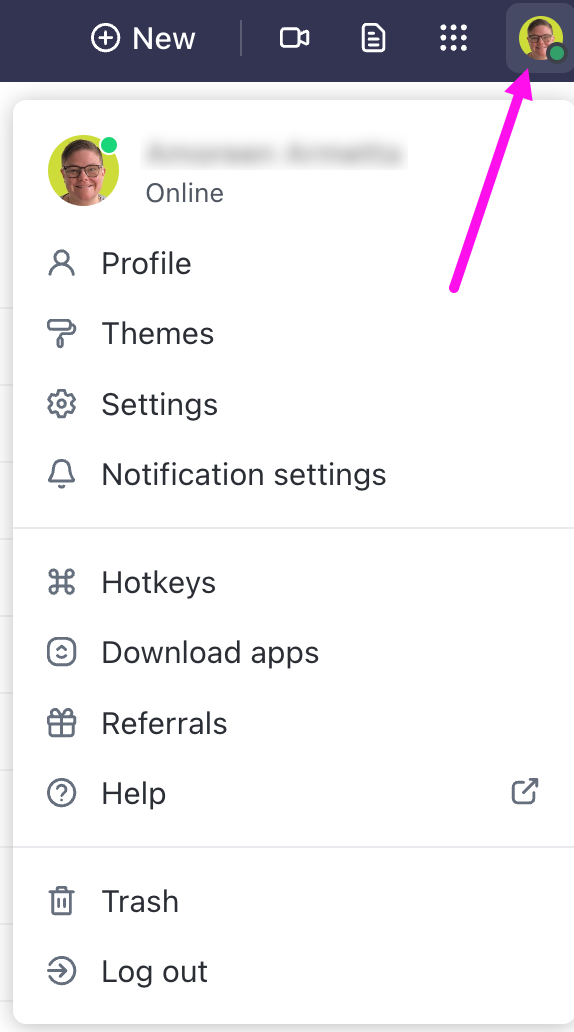 Screenshot of the Account Settings menu.