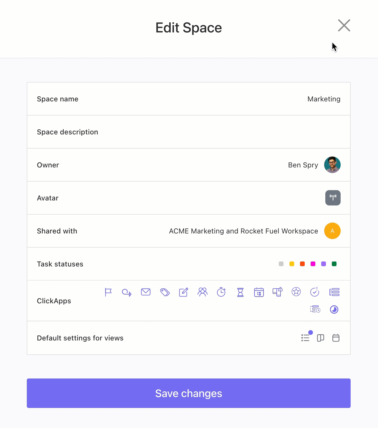 Gif showing how to make a view required