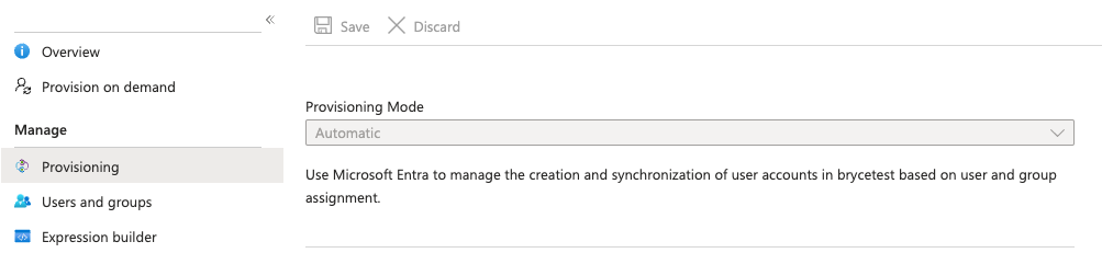 Screenshot of the admin credential window in the Provisioning tab.