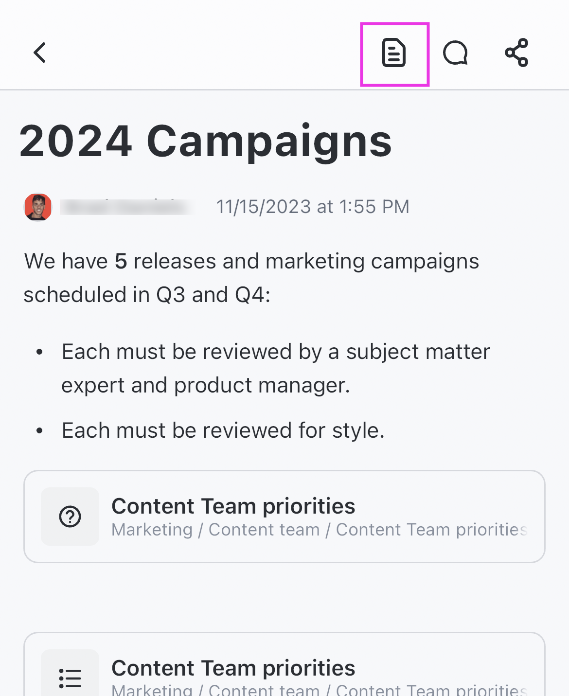 Screenshot highlighting the pages icon on a Doc.png