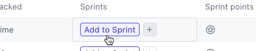 Screenshot of the Add to Sprint button being selected.