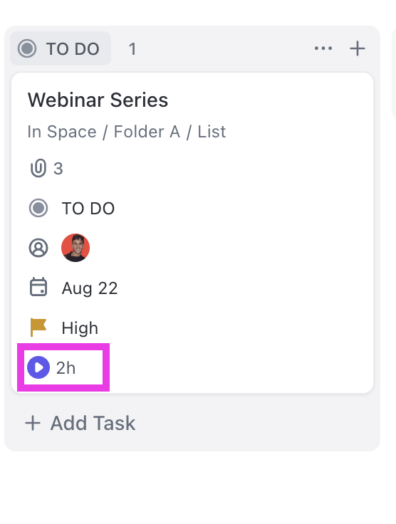Screenshot of the time tracked field in Board view.png