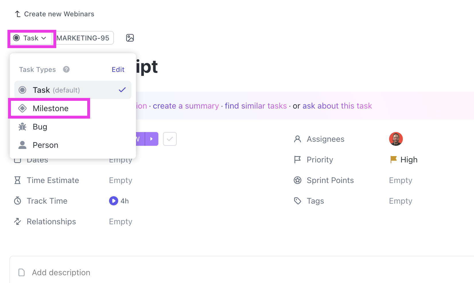 Screenshot of the task type dropdown menu in Task view.png