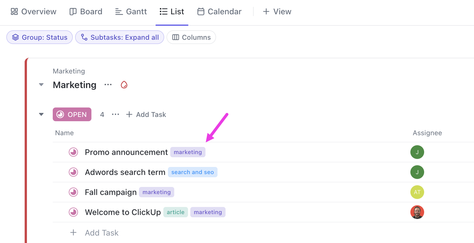 Screenshot highlighting some tags in List view.png