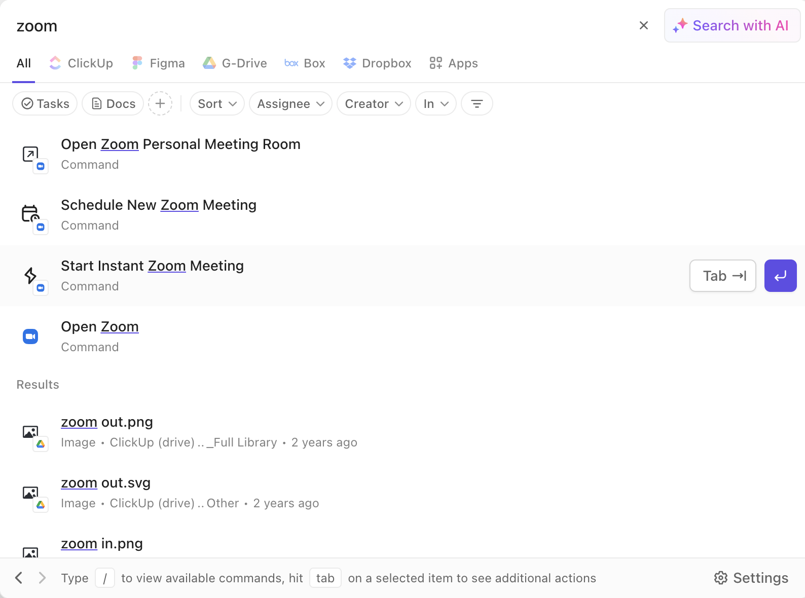 Screenshot of the different Zoom commands in Command Center.png