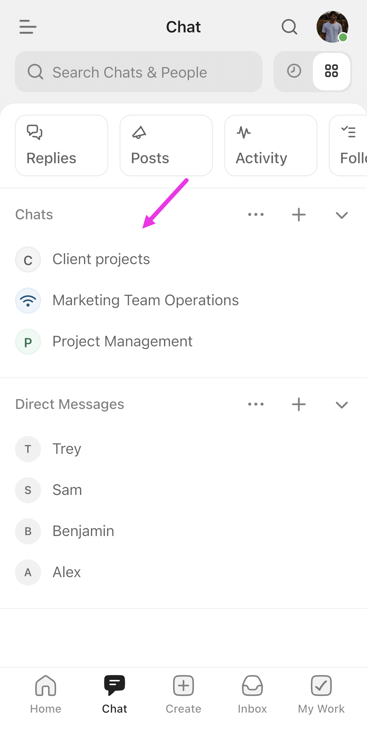 Screenshot highlighting the Chats section.png