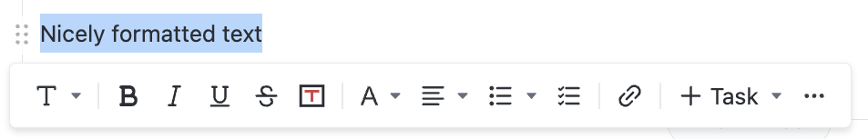 Captura de pantalla mostrando la barra de herramientas de formato.