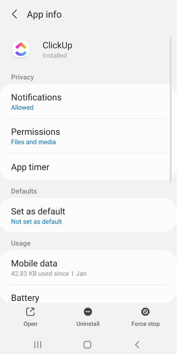 Screenshot di qualcuno che abilita le notifiche push su un dispositivo Android.