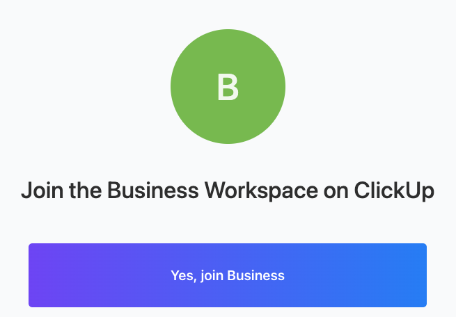 Screenshot des Buttons zum Beitritt zu einem Workspace, wenn sich ein Benutzer zum ersten Mal mit SSO anmeldet.