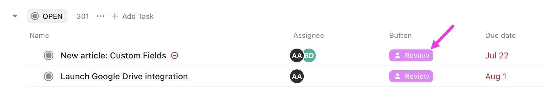 Screenshot highlighting a Button Custom Field.png