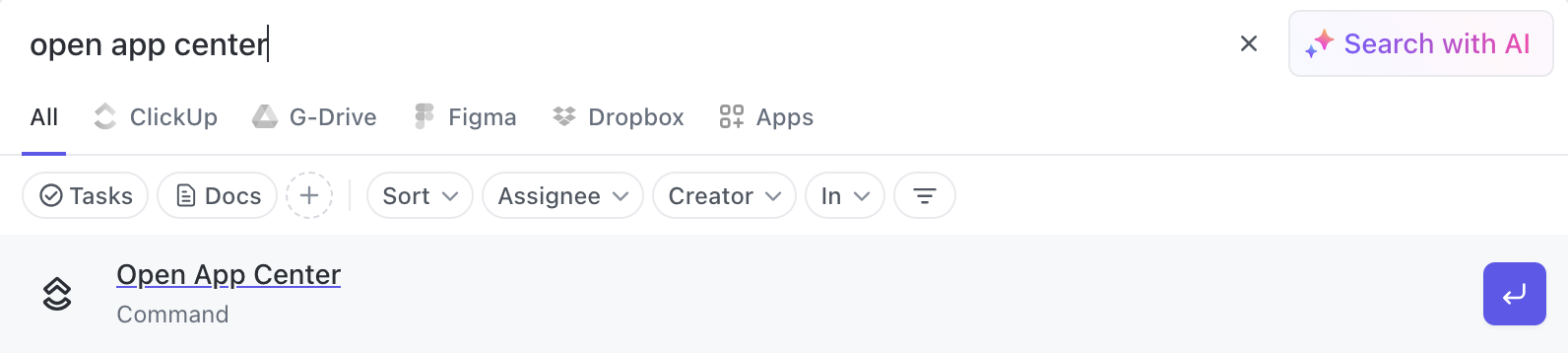 Screenshot di qualcuno che apre App Center dal Centro di comando.png