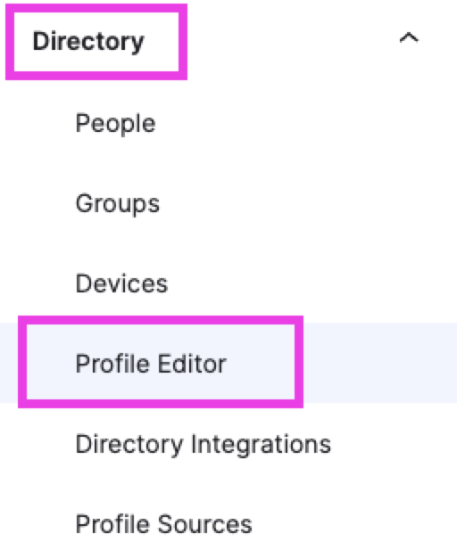 Screenshot des Verzeichnisses, mit ausgewähltem Profil-Editor.
