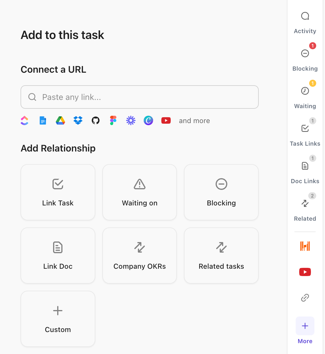 Screenshot des Beziehungs-Tabs und der rechten Seitenleiste.