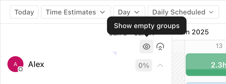 Screenshot of the option to show empty groups.