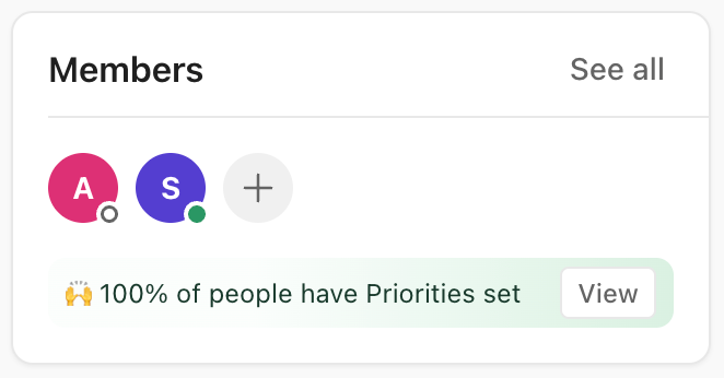 Screenshot of the members card on a team overview page in teams hub.