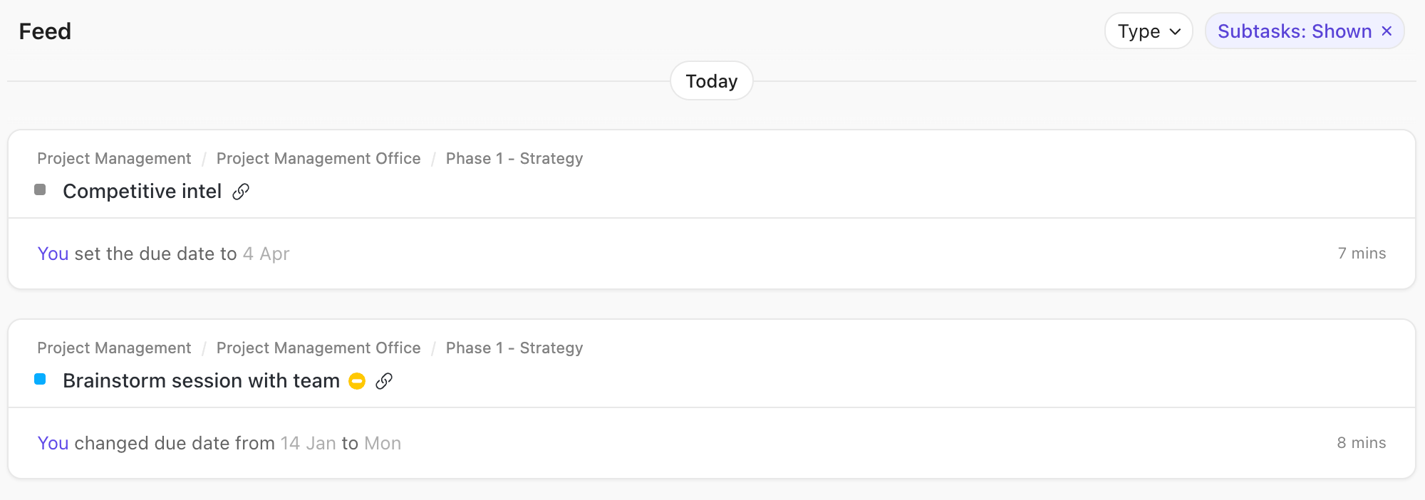 Screenshot of the feed section on a team overview page in teams hub.