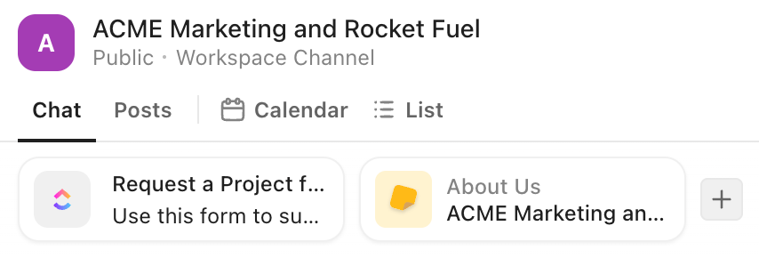 Screenshot of a chat channel with cards.