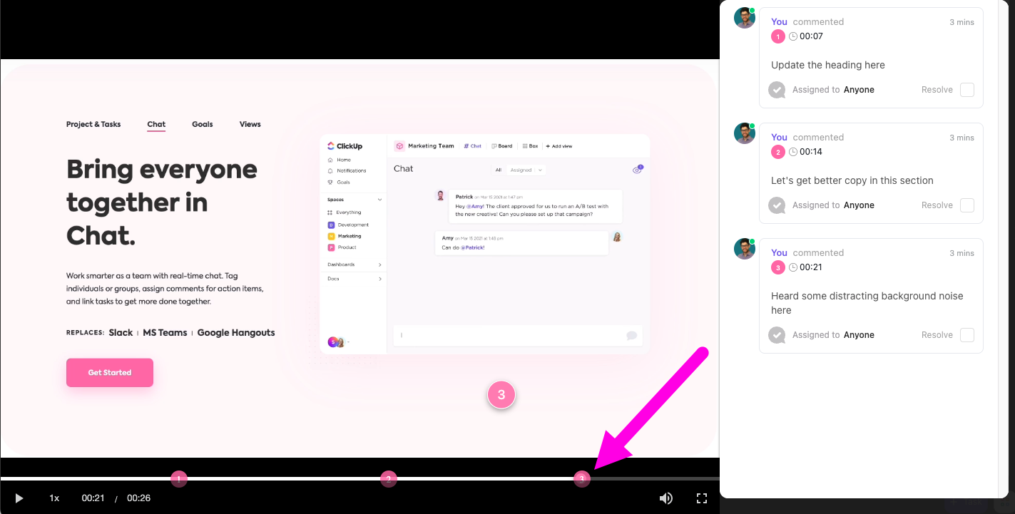 Captura de pantalla de alguien revisando un video.