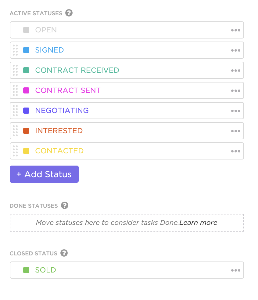 Screenshot di alcuni stati personalizzati per il caso d'uso immobiliare.