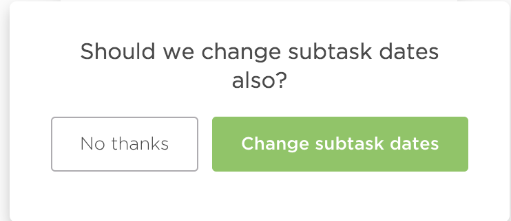 Captura de tela do popup mostrando a opção de remapear as datas de vencimento da subtarefa.