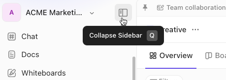 Captura de pantalla del icono de colapso.