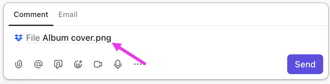 Screenshot einer Dropbox-Dateierwähnung.