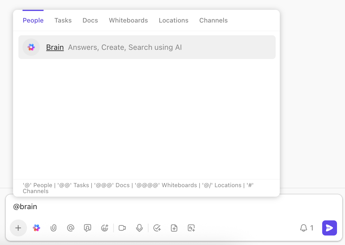 Screenshot of Brain Assistant mentioned in a draft task comment.