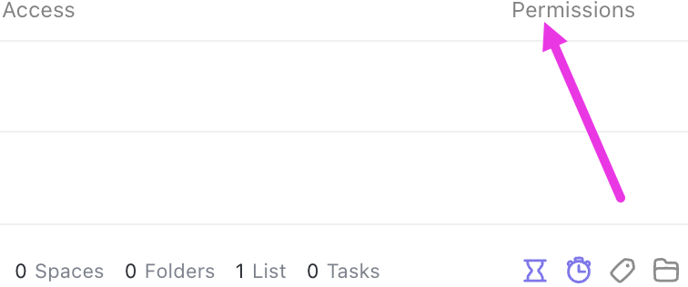 Screenshot of the Time Estimates, Time Tracked, Add/remove tags on tasks and Docs, and Allow guests to create views icons.