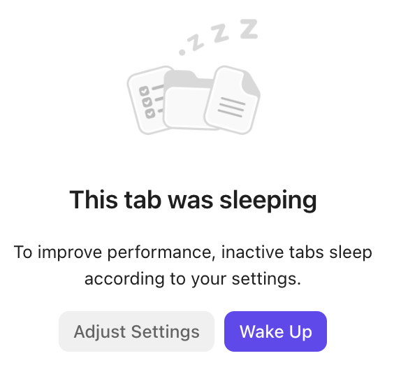 Screenshot of a sleeping tab.