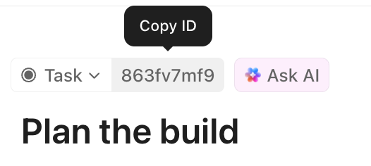 Screenshot dell'attività, inclusi l'ID attività e il titolo.